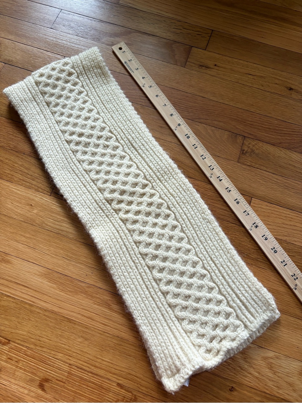 Vintage Scottish 100% Wool Cable Knit Scarf Cream Made in Scotland Aran - Picture 6 of 6
